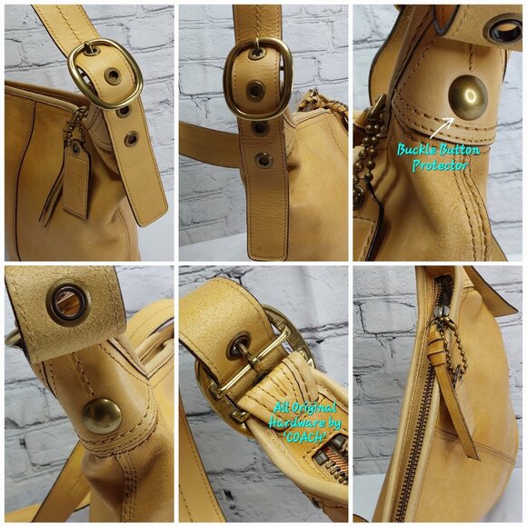 COACH 'BLEEKER COBBLESTONE' LEATHER DUFFLE SHOULDER BAG ALLOY HARDWARE BUCKLES - Picture 11 of 16